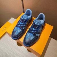 Louis Vuitton Unisex LV Trainer Sneaker Blue Monogram Denim Rubber Outsole