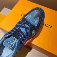 Louis Vuitton Unisex LV Trainer Sneaker Blue Monogram Denim Rubber Outsole