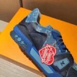 Louis Vuitton Unisex LV Trainer Sneaker Blue Monogram Denim Rubber Outsole – Image 10
