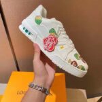 Louis Vuitton Unisex LV Trainer Sneaker White Printed Calf Leather Rubber Outsole - immagine 8