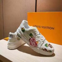 Louis Vuitton Unisex LV Trainer Sneaker White Printed Calf Leather Rubber Outsole (1)