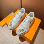 Louis Vuitton Unisex LV Trainer Sneaker White Printed Calf Leather Rubber Outsole - immagine 3