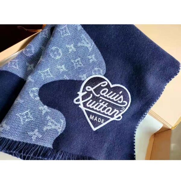 Louis Vuitton Unisex Monogram Drip Scarf Blue 100% Wool Allover Monogram (5)
