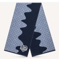 Louis Vuitton Unisex Monogram Drip Scarf Blue 100% Wool Allover Monogram (8)