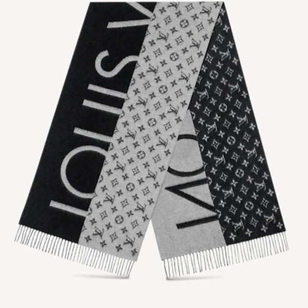 Louis Vuitton Unisex Monogram Split Scarf Black Allover Monogram LV Signature