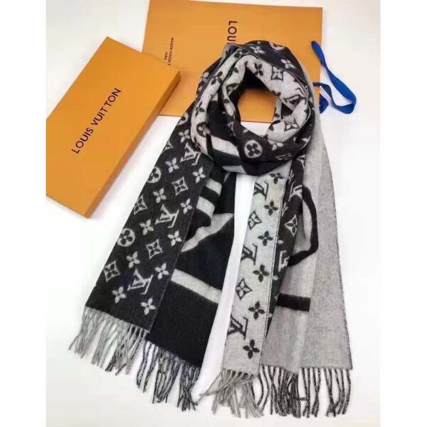 Louis Vuitton Unisex Monogram Split Scarf Black Allover Monogram LV Signature (4)