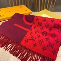 Louis Vuitton Unisex Monogram Split Scarf Red Allover Monogram LV Signature