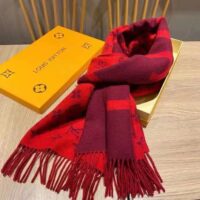 Louis Vuitton Unisex Monogram Split Scarf Red Allover Monogram LV Signature