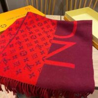 Louis Vuitton Unisex Monogram Split Scarf Red Allover Monogram LV Signature