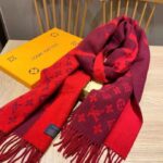 Louis Vuitton Unisex Monogram Split Scarf Red Allover Monogram LV Signature – Image 3