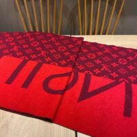 Louis Vuitton Unisex Monogram Split Scarf Red Allover Monogram LV Signature