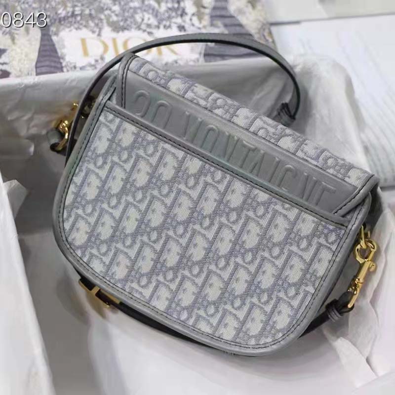 Dior Unisex Medium Dior Bobby Bag Gray Dior Oblique Jacquard