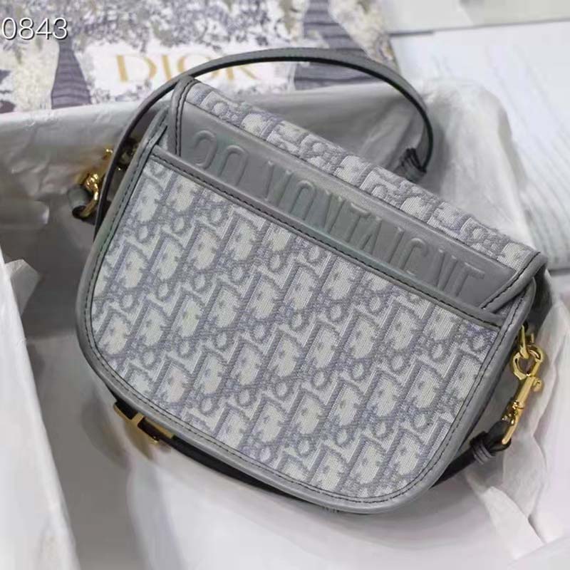 Medium Dior Bobby Bag Gray Dior Oblique Jacquard