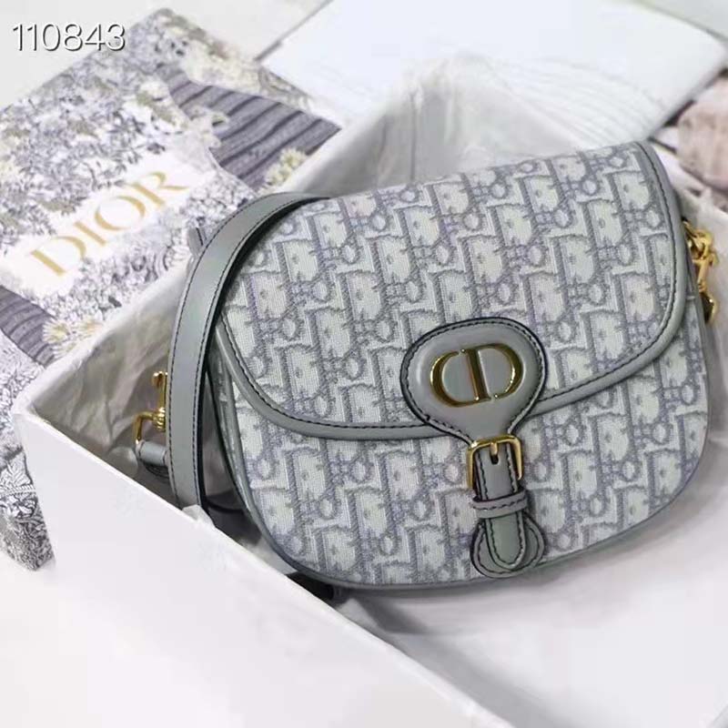 Medium Dior Bobby Bag Gray Dior Oblique Jacquard