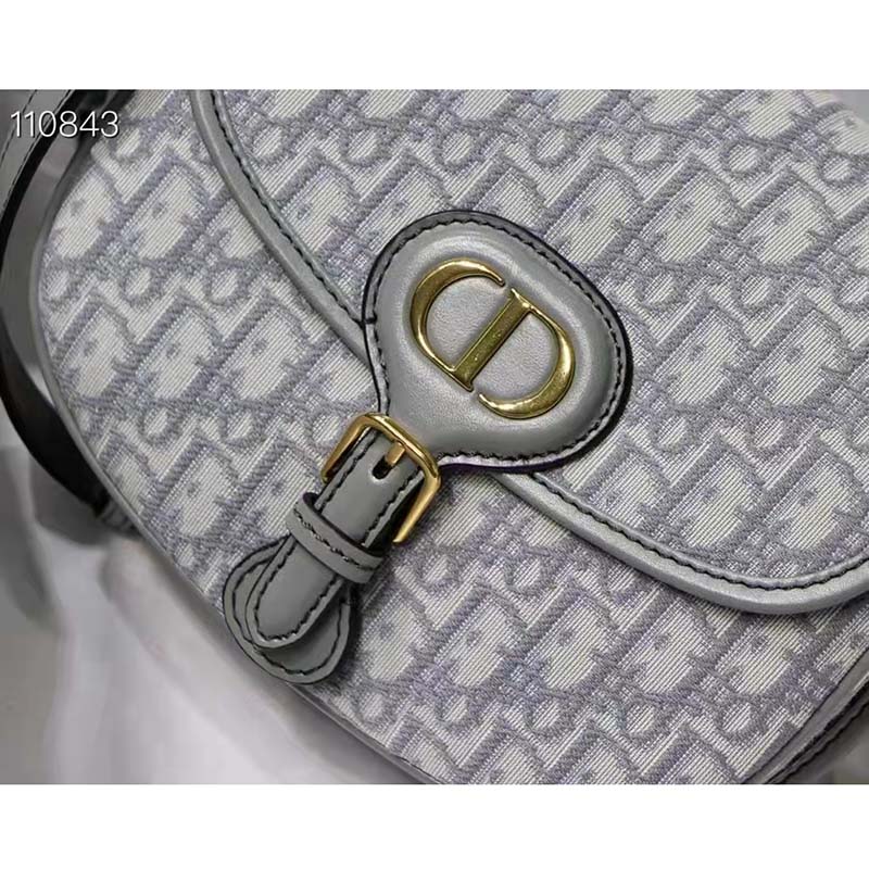 Medium Dior Bobby Bag Gray Dior Oblique Jacquard