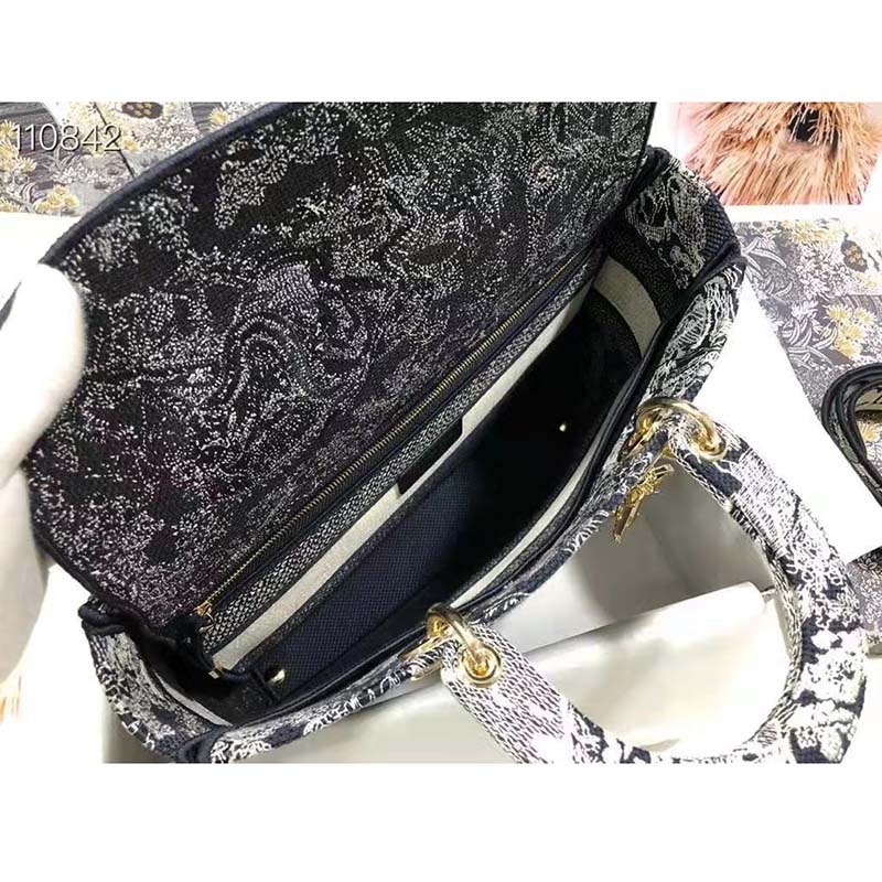 Dior Unisex Small Dior Book Tote Blue Toile De Jouy Embroidery