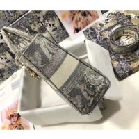 Dior Unisex Small Dior Book Tote Grey Toile De Jouy Embroidery (6)