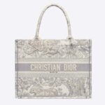 Dior unisex liten Dior bokväska Grå Toile De Jouy Broderi