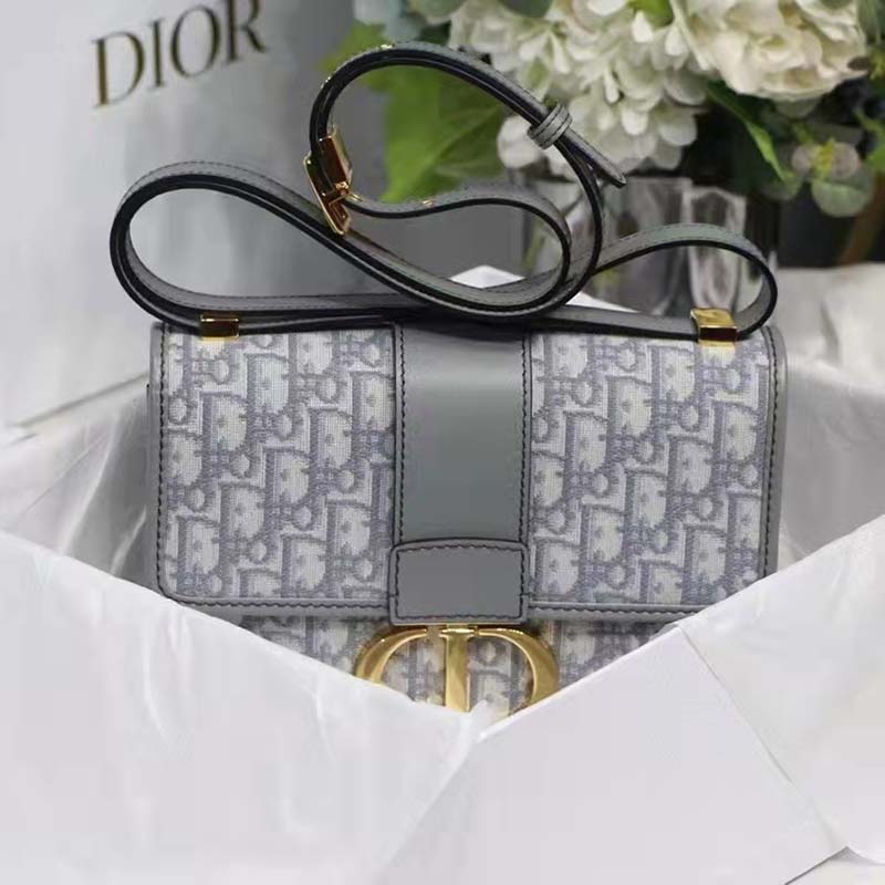 Dior Women 30 Montaigne Bag Gray Dior Oblique Jacquard