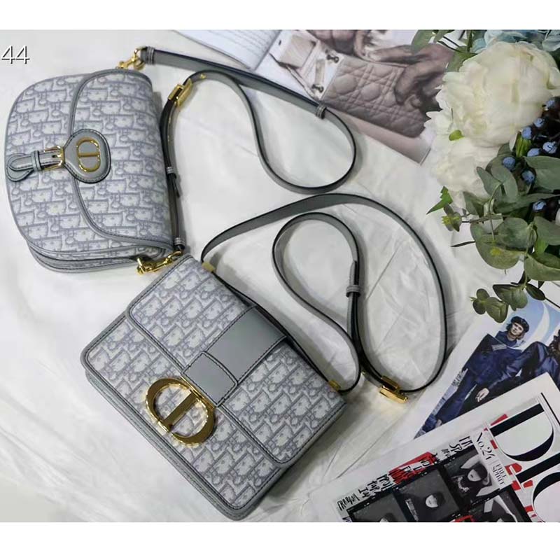 Dior Women 30 Montaigne Bag Gray Dior Oblique Jacquard
