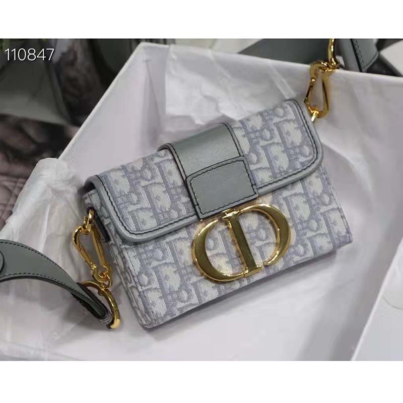 30 Montaigne Box Bag Gray Dior Oblique Jacquard