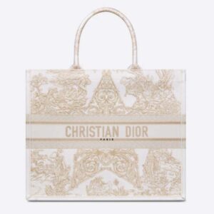 Dior Women Dior Book Tote Gold-Tone Around the World Stella Embroidery