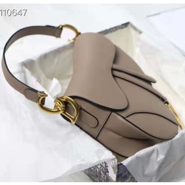 Dior Women Saddle Bag Warm Taupe Grained Calfskin (2)