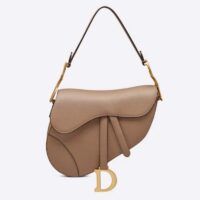 Dior Women Saddle Bag Warm Taupe Grained Calfskin (9)