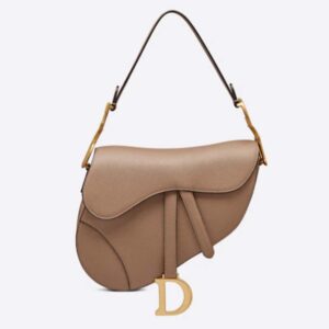 Dior Women Saddle Bag Warm Taupe Grained Calfskin