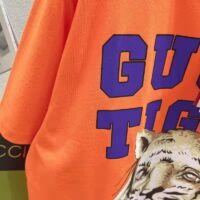 Gucci GG Men Gucci Tiger Cotton T-Shirt Orange Jersey Crewneck (2)