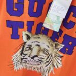 Gucci GG Men Gucci Tiger Cotton T-Shirt Orange Jersey Crewneck - Image 5
