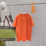Gucci GG Men Gucci Tiger Cotton T-Shirt Orange Jersey Crewneck - Image 3