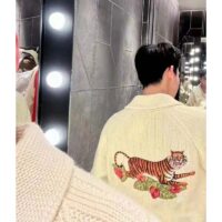 Gucci GG Men Gucci Tiger Knit Sweater Patch Wool Cotton Tiger Flower (3)