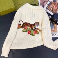 Gucci GG Men Gucci Tiger Knit Sweater Patch Wool Cotton Tiger Flower (3)