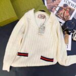 Gucci GG Women Gucci Tiger Knit Sweater Patch Wool Cotton Tiger Flower – Bild 3