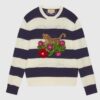 Gucci GG Men Gucci Tiger Wool Sweater Embroidery Tiger Flower Crewneck