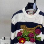Gucci GG Women Gucci Tiger Wool Sweater Embroidery Tiger Flower Crewneck – Bild 6