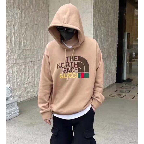 Gucci GG Men The North Face x Gucci Sweatshirt Brown Cotton Jersey Crewneck Oversized Fit (3)