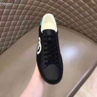 Gucci GG Unisex Ace Sneaker Interlocking G Black Leather 1.5 cm Heel