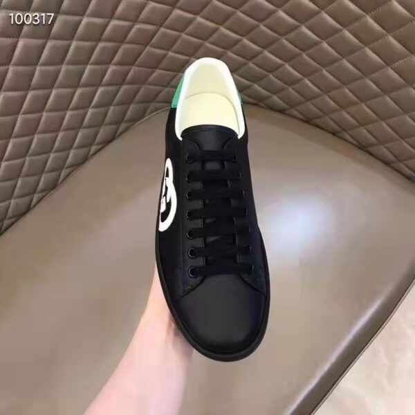 Gucci GG Unisex Ace Sneaker Interlocking G Black Leather 1.5 cm Heel (1)