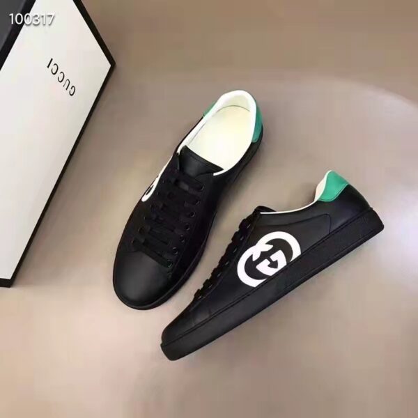 Gucci GG Unisex Ace Sneaker Interlocking G Black Leather 1.5 cm Heel (2)