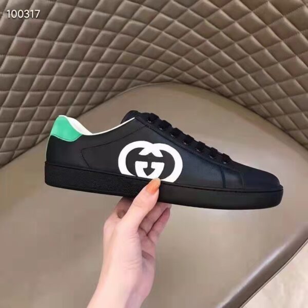 Gucci GG Unisex Ace Sneaker Interlocking G Black Leather 1.5 cm Heel (3)