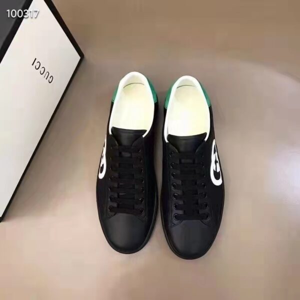 Gucci GG Unisex Ace Sneaker Interlocking G Black Leather 1.5 cm Heel (7)