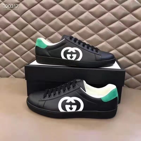 Gucci GG Unisex Ace Sneaker Interlocking G Black Leather 1.5 cm Heel (8)