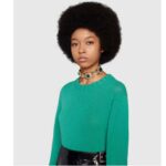 Gucci GG Women Detachable Feathers Wool Sweater Double G Embroidery Crewneck – Bild 8