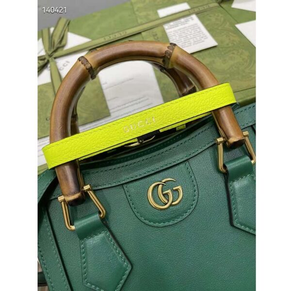 Gucci GG Women Gucci Diana Mini Tote Bag Double G Green Leather (2)