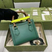 Gucci GG Women Gucci Diana Mini Tote Bag Double G Green Leather (10)