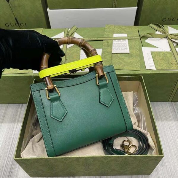 Gucci GG Women Gucci Diana Mini Tote Bag Double G Green Leather (5)