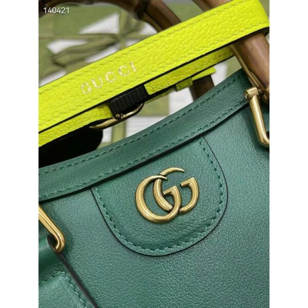 Gucci GG Women Gucci Diana Mini Tote Bag Double G Green Leather (7)