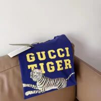 Gucci GG Women Gucci Tiger Cotton T-Shirt Blue Cotton Jersey Crewneck (12)